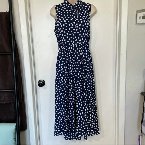 Kate Spade California Dreaming Cloud Dot Midi Dress Blue White Womens 6 - Picture 2 of 11